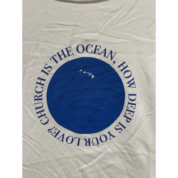Salvage Public Honolulu White Shirt Short Sleeve Church Is The Ocean Size Large - Picture 4 of 7
